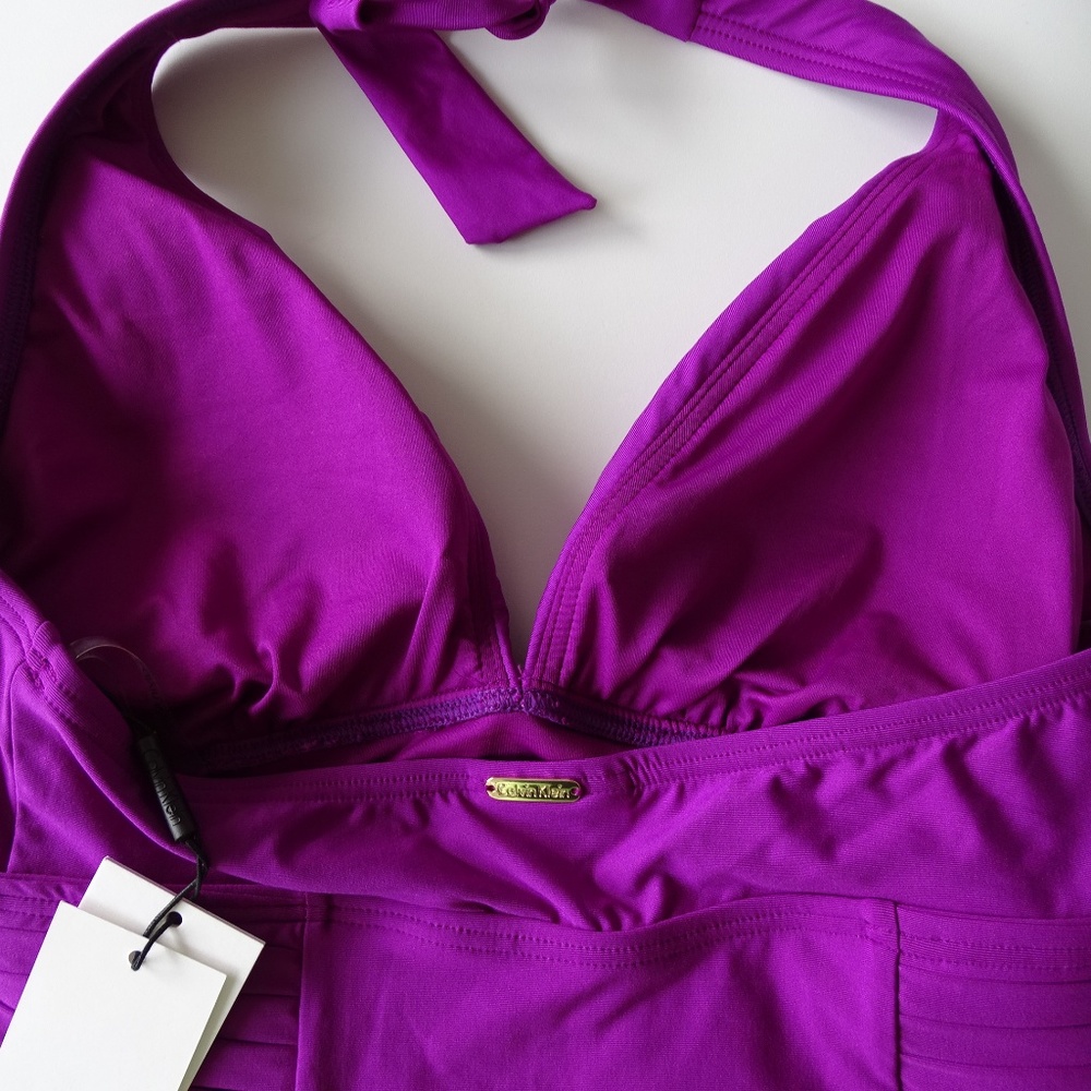 Calvin Klein Fuschia Pleated One Piece Swimsuit - Picture 4 of 4